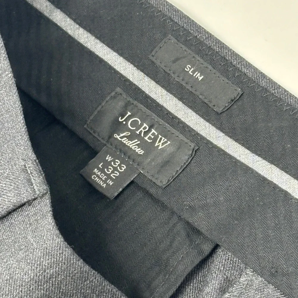 J.Crew Ludlow Slim Wool Dress Pants Men's 33x32 Gray American Woolen H7973 - Picture 6 of 7